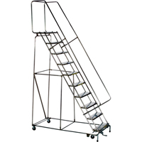 Lockstep Rolling Ladders, 5 Steps, 24" Step Width, 50" Platform Height, Stainless Steel FMT Sales Ltd