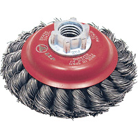 Brosse conique &agrave; fils torsad&eacute;s BK420T, Dia. 4", Fils 0,02", Arbre 5/8"-11, Acier FMT Sales Ltd