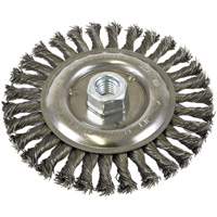 Brosse filet&eacute;e &agrave; fils nou&eacute;es et face standard, Dia. 6", Fils 0,022", Arbre 5/8"-11, Acier FMT Sales Ltd