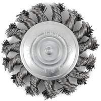 Brosse radiale &agrave; fils nou&eacute;s torsad&eacute;s mont&eacute; sur mandrin, Dia. 3", Fils 0,02", Arbre 1/4", Acier inoxydable FMT Sales Ltd