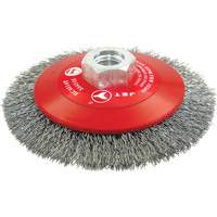 Brosse conique biseaut&eacute;e &agrave; fils sertis, haute performance, Dia. 4-1/2", Fils 0,014", Arbre 5/8"-11, Acier FMT Sales Ltd