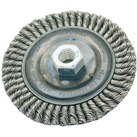 Brosse pour cordon de soudure, Dia. 4", Fils 0,022", Arbre 5/8"-11, Acier FMT Sales Ltd