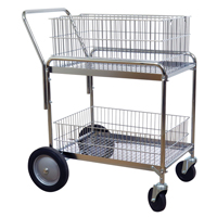 Chariot de bureau en treillis m&eacute;tallique pour le courrier, 200 lb Capacit&eacute;, Chrome, 23-3/4" p x 33-1/2" la x 38-1/4" h, Chrom&eacute; FMT Sales Ltd