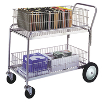 Chariot de bureau en treillis m&eacute;tallique pour le courrier, 250 lb Capacit&eacute;, Chrome, 23-3/4" p x 43" la x 38-1/2" h, Chrom&eacute; FMT Sales Ltd