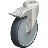 Stainless Steel Thermoplastic Elastomer Caster, Swivel with Brake, 5" (127 mm) Dia., 265 lbs. (120 kg.) Capacity FMT Sales Ltd