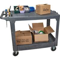 Flat-Shelf Utility Service Cart, 2 Tiers, 25-1/4" x 32-1/4" x 44", 550 lbs. Capacity FMT Sales Ltd