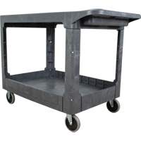 Flat-Shelf Utility Service Cart, 2 Tiers, 25-1/4" x 32-1/4" x 44", 550 lbs. Capacity FMT Sales Ltd