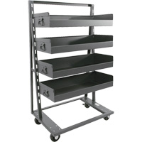 Single-Sided Heavy Duty A-Frame Cart with 4 Large Lipped Trays, 38" x 25" x 63", 2500 lbs. Capacity FMT Sales Ltd