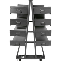 Double-Sided Heavy Duty A-Frame Cart with 8 Large Trays, 38" x 30" x 63", 2500 lbs. Capacity FMT Sales Ltd