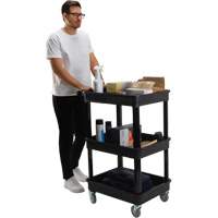 Chariot utilitaire avec tablette &agrave; bordure profonde, 3 tiers, 19" x 39-1/2" x 28-1/4", Capacit&eacute; 330 lb FMT Sales Ltd