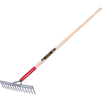 Pro Double Back Level Rake, Ashwood Handle, 13-3/4" W, Tempered Steel Blade, 14 Tines FMT Sales Ltd