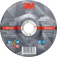 Silver Cut-Off Wheel, 5" x 0.045", 7/8" Arbor, Type 27, Ceramic, 12250 RPM FMT Sales Ltd