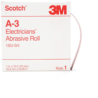 Rouleau abrasif pour &eacute;lectricien A-3 Scotch, Oxyde d'aluminium, 1" la x 75' lo, Grain 120 FMT Sales Ltd