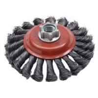Brosse concave &agrave; fils nou&eacute;s torsad&eacute;s, Dia. 4", Fils 0,02", Arbre 5/8"-11, Acier FMT Sales Ltd