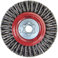 Brosse &agrave; fils nou&eacute;s pour cordons de soudure pour meuleuse angulaire, Dia. 4", Fils 0,02", Arbre 5/8"-11, Acier FMT Sales Ltd