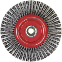 Brosse &agrave; fils nou&eacute;s pour cordons de soudure pour meuleuse angulaire, Dia. 6", Fils 0,02", Arbre 5/8"-11, Acier FMT Sales Ltd