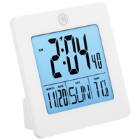 Desktop Clock, Digital, Battery Operated, 3.6" W x 1.5" D x 3.6" H, White FMT Sales Ltd