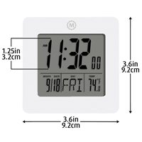 Desktop Clock, Digital, Battery Operated, 3.6" W x 1.5" D x 3.6" H, White FMT Sales Ltd