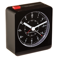 Desk Alarm Clock, Analog, Battery Operated, 3.5" W x 1.5" D x 3.75" H, Black FMT Sales Ltd