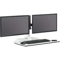 Bureau &eacute;lectrique assis/debout Soar avec bras d&eacute;cran double, Mod&egrave;le de bureau, 37-1/4" h x 27-3/4" la x 22" p, Blanc FMT Sales Ltd