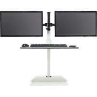 Bureau &eacute;lectrique assis/debout Soar avec bras d&eacute;cran double, Mod&egrave;le de bureau, 37-1/4" h x 27-3/4" la x 22" p, Blanc FMT Sales Ltd