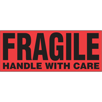 "Fragile Handle with Care" Special Handling Labels, 5" L x 2" W, Black on Red FMT Sales Ltd