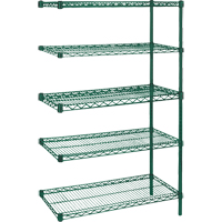 &eacute;tag&egrave;res robustes en treillis m&eacute;tallique au fini &eacute;poxy vert, Ensemble de Ajout, 5 Tablettes, 36" la x 86" h x 24" p FMT Sales Ltd