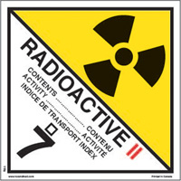 &eacute;tiquettes d'exp&eacute;dition TMD, Classe 7, Radioactif II, Papier FMT Sales Ltd