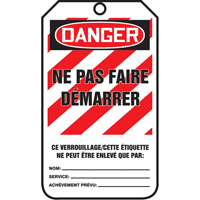 &eacute;tiquettes de verrouillage, Papier cartonn&eacute;, 3-1/8" la x 5-7/8" h, Français FMT Sales Ltd