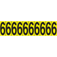 Individual Adhesive Number Markers, 6, 1-15/16" H, Black on Yellow FMT Sales Ltd