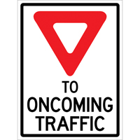 "Yield to Oncoming Traffic" Roll-Up Sign Traffic Sign, 36" x 48", Vinyl, English with Pictogram FMT Sales Ltd