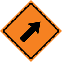 Right Diagonal Arrow Roll-Up Traffic Sign, 29-1/2" x 29-1/2", Vinyl, Pictogram FMT Sales Ltd