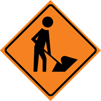 Men at Work Roll-Up Traffic Sign, 29-1/2" x 29-1/2", Vinyl, Pictogram FMT Sales Ltd