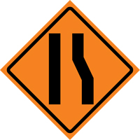 Merge Left Roll-Up Traffic Sign, 29-1/2" x 29-1/2", Vinyl, Pictogram FMT Sales Ltd