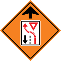 Yield Ahead Roll-Up Traffic Sign, 29-1/2" x 29-1/2", Vinyl, Pictogram FMT Sales Ltd