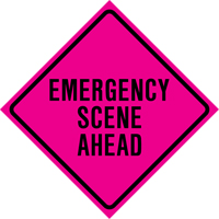 "Emergency Scene Ahead" Roll-Up Traffic Sign, 36" x 36", Vinyl, English FMT Sales Ltd