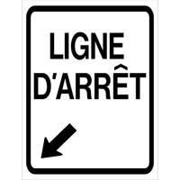 "Ligne d'Arr&ecirc;t" Roll-Up Traffic Sign, 23-3/5" x 29-1/2", Vinyl, French with Pictogram FMT Sales Ltd