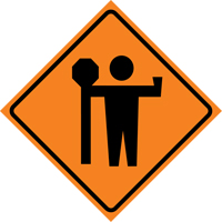 Flagman Roll-Up Sign Traffic Sign, 29-1/2" x 29-1/2", Vinyl, Pictogram FMT Sales Ltd