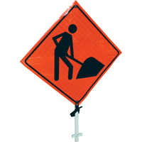 Men At Work Pole Sign, 24" x 24", Vinyl, Pictogram FMT Sales Ltd