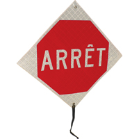 "Arr&ecirc;t" Rolled-Up Traffic Sign, 24" x 24", Vinyl, French FMT Sales Ltd