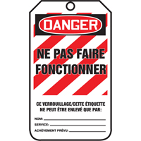 &eacute;tiquettes de verrouillage, Plastique, 3-3/8" la x 5-5/8" h, Français FMT Sales Ltd