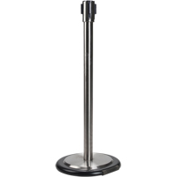 Free-Standing Crowd Control Barrier Receiver Post With Wheels, 35" High, Stainless FMT Sales Ltd