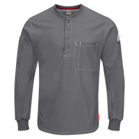 Excel FR&reg; Long Sleeve Henley Shirts, Small, Grey FMT Sales Ltd