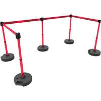 PLUS Barrier Post Set X5, Plastic, 42" H, Red Tape, 15' Tape Length FMT Sales Ltd