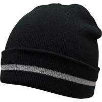 Knit Hat with Silver Reflective Stripe, One Size, Black FMT Sales Ltd