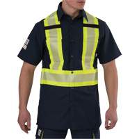 Chemise &agrave; manches courtes haute visibilit&eacute; r&eacute;sistant &agrave; la d&eacute;chirure, Polyester, Petit, Bleu marin FMT Sales Ltd