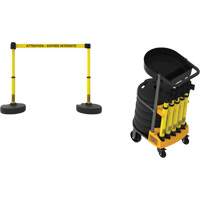 Syst&egrave;me de barri&egrave;re &agrave; chariot portatif avec plateau Plus, 75' lo, M&eacute;tal/Plastique, Jaune FMT Sales Ltd