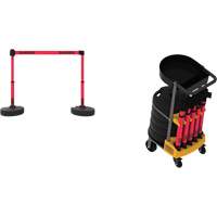 Syst&egrave;me de barri&egrave;re &agrave; chariot portatif avec plateau Plus, 75' lo, M&eacute;tal/Plastique, Rouge FMT Sales Ltd