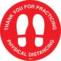 Enseigne pour plancher  Physical Distancing , Adh&eacute;sif, Anglais avec pictogramme FMT Sales Ltd