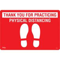Enseigne pour plancher  Physical Distancing , Adh&eacute;sif, Anglais avec pictogramme FMT Sales Ltd